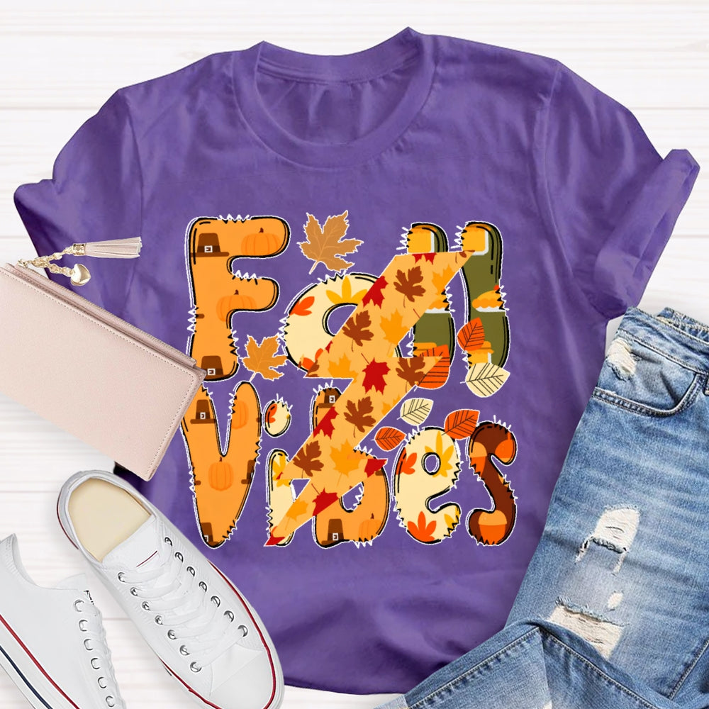 Fall Vibes Letters  Autumn T-shirt