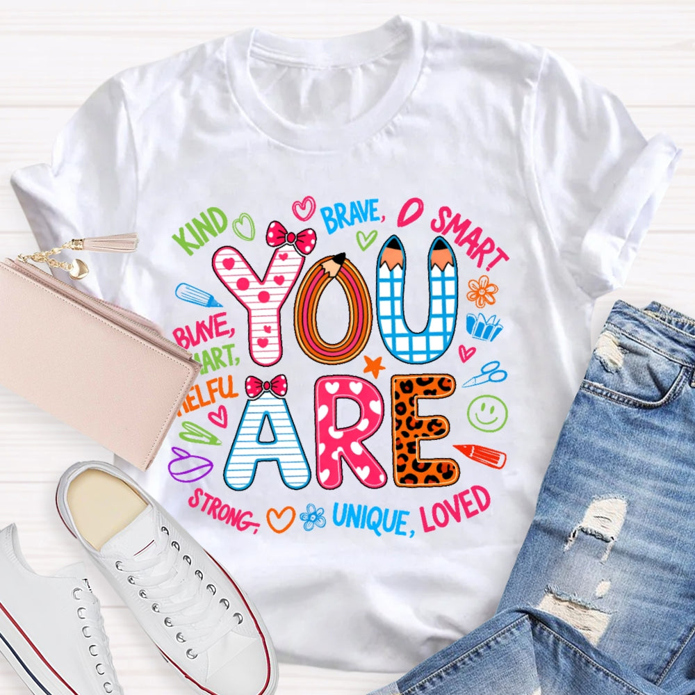 You Are Kind Cute Leopard Print Letters T-shirt