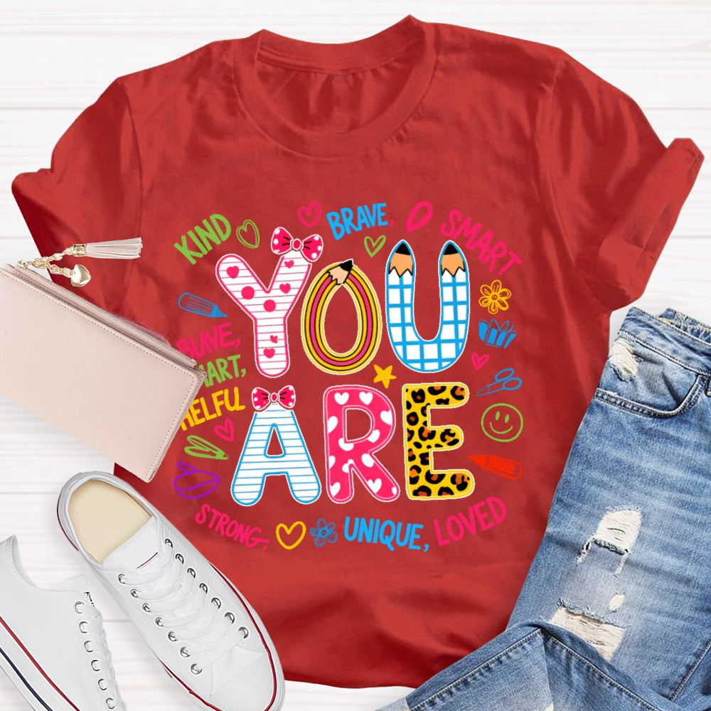 You Are Kind Cute Leopard Print Letters T-shirt