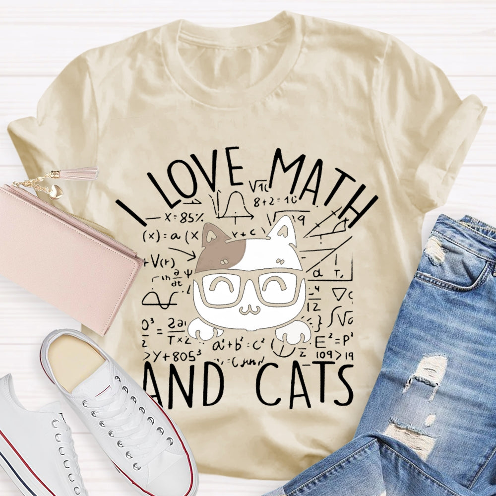 L Love Math And Cats Funny Math Teacher T-shirt