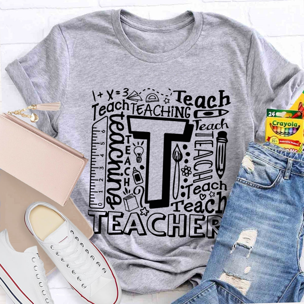 Teach Math Various Fonts Teach Math Teacher T-shirt