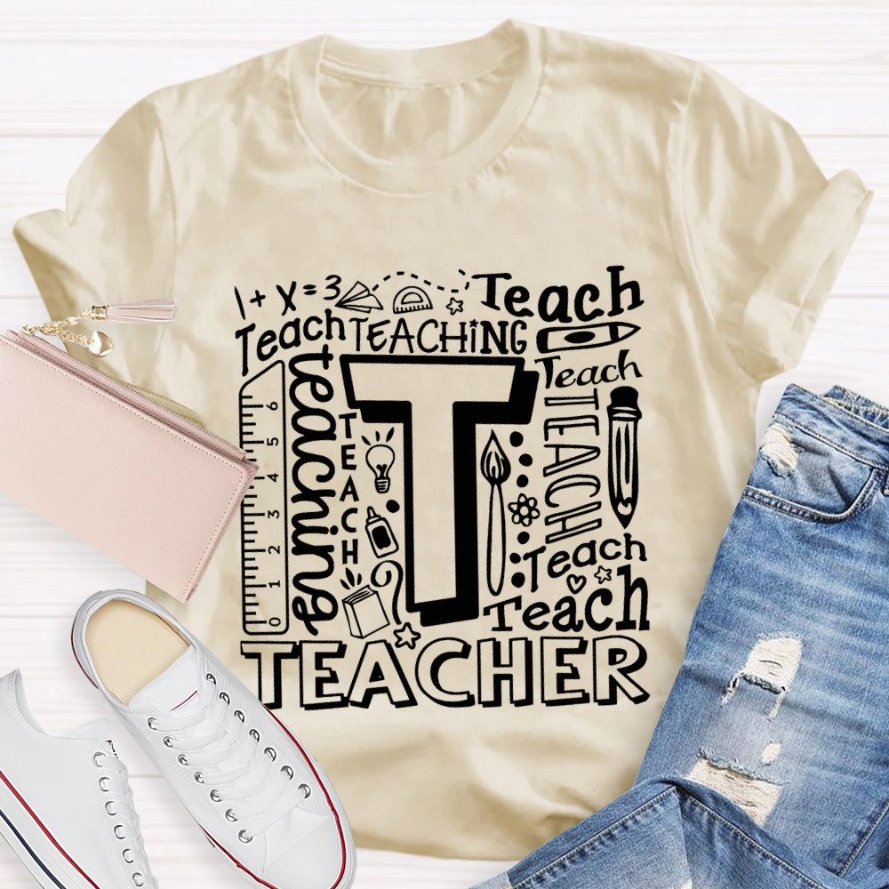 Teach Math Various Fonts Teach Math Teacher T-shirt