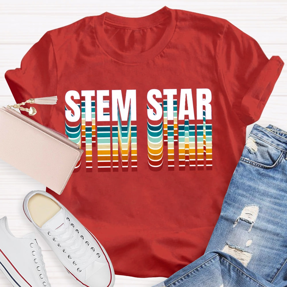 Stem Star Science Math Colorful Gradient Font T-shirt