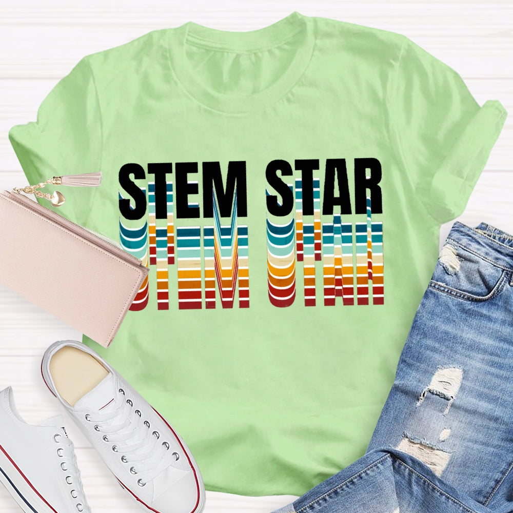 Stem Star Science Math Colorful Gradient Font T-shirt