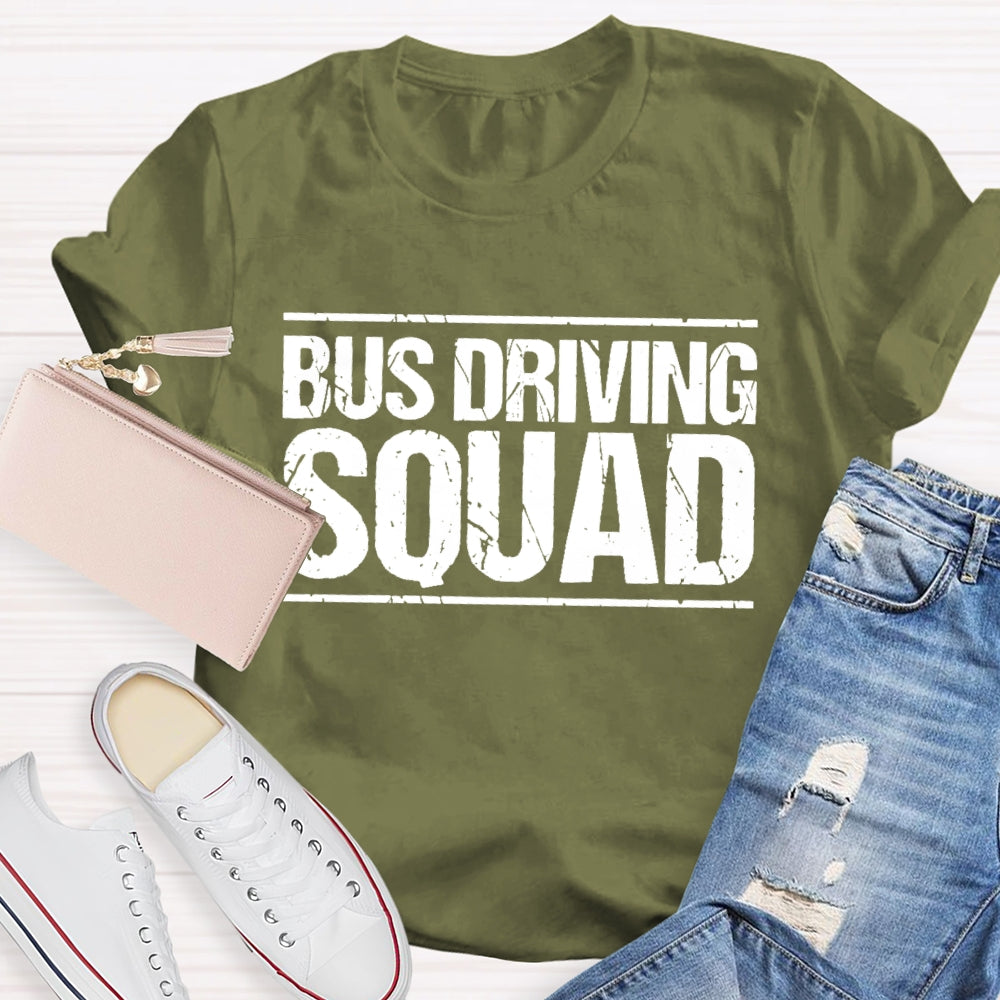 Bus Driver Squad Letters  T-shirt