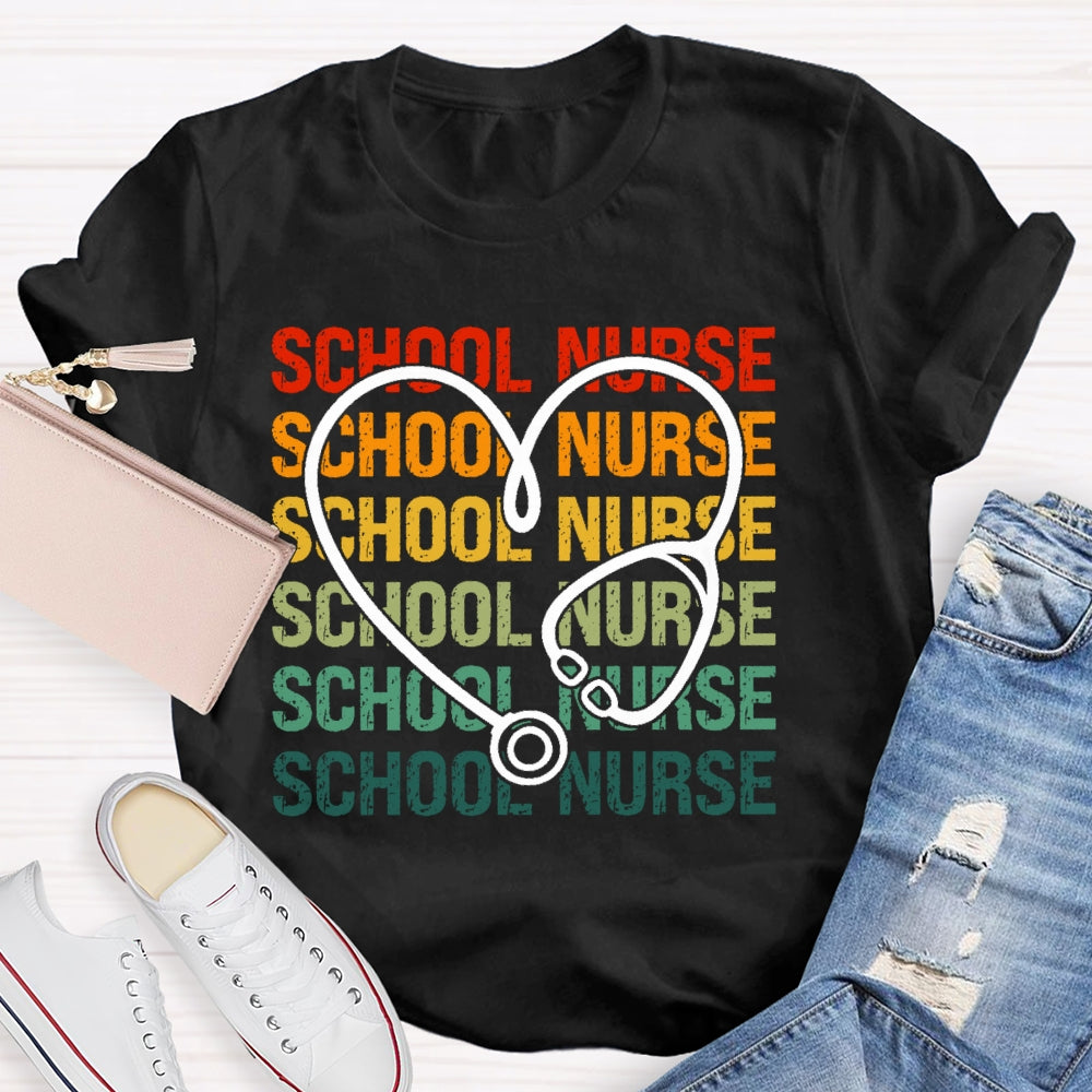 School Nurse Stethoscope Medical Nursing T-shirt