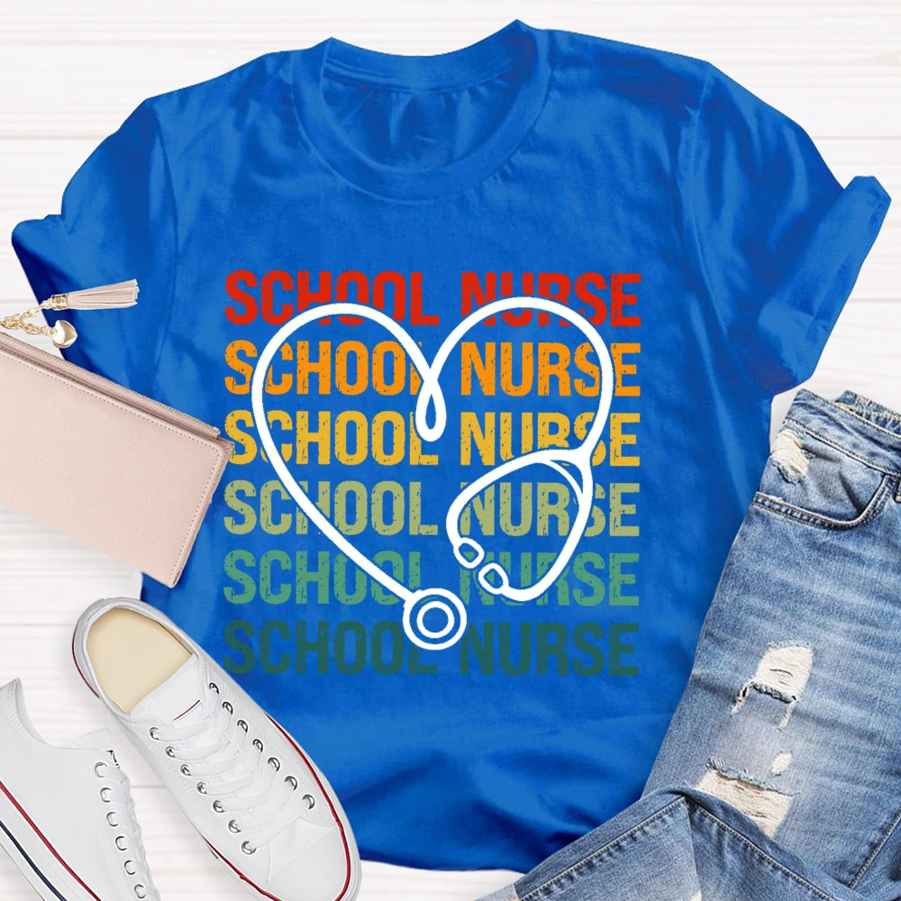 School Nurse Stethoscope Medical Nursing T-shirt