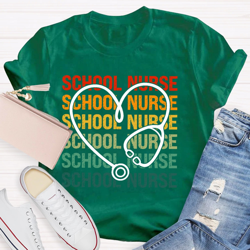 School Nurse Stethoscope Medical Nursing T-shirt