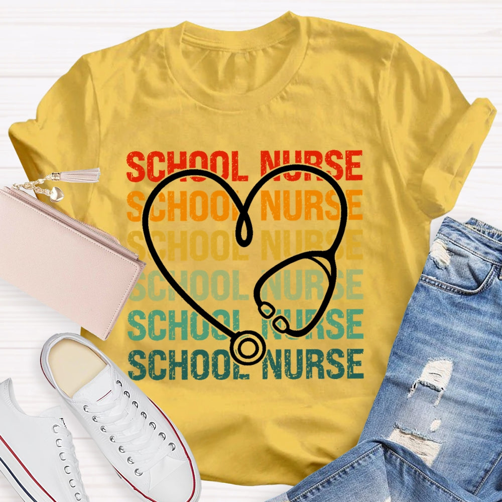 School Nurse Stethoscope Medical Nursing T-shirt