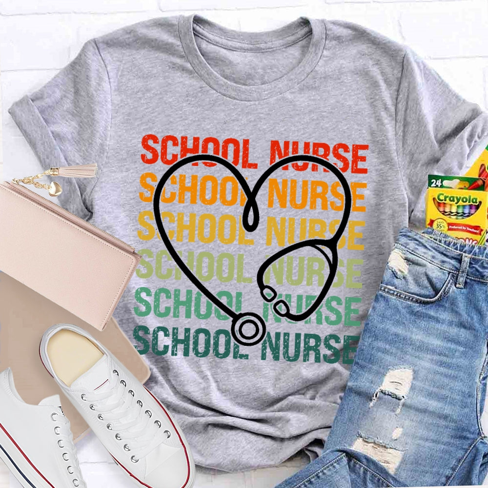 School Nurse Stethoscope Medical Nursing T-shirt
