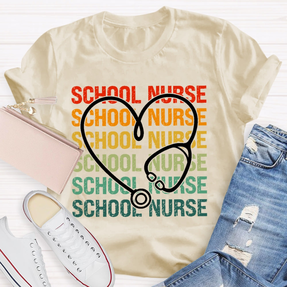 School Nurse Stethoscope Medical Nursing T-shirt