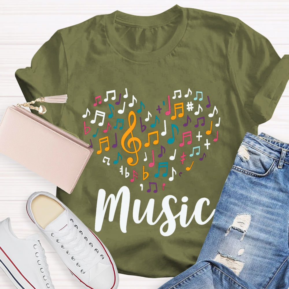 Colorful Music Symbols Music Teacher T-shirt