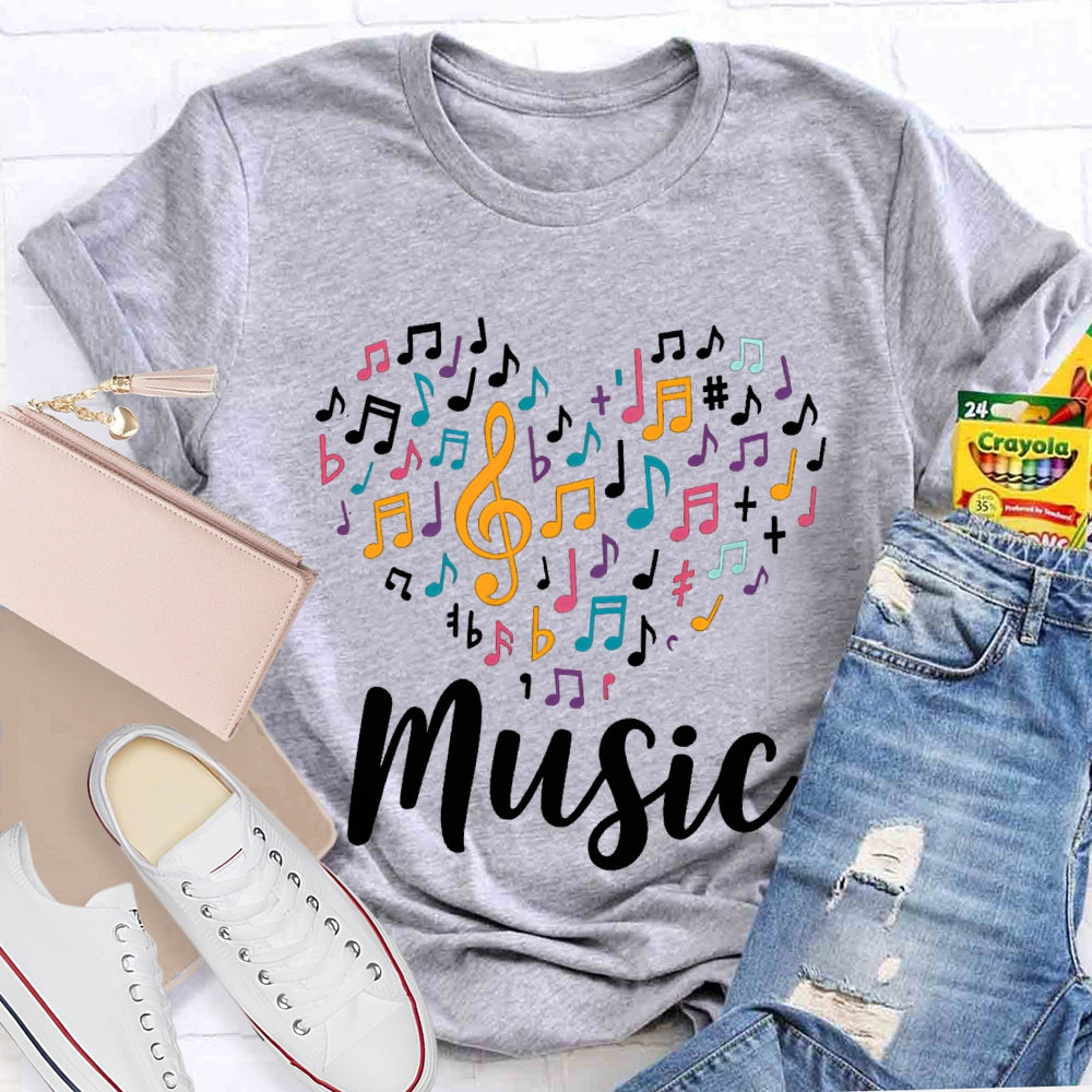 Colorful Music Symbols Music Teacher T-shirt