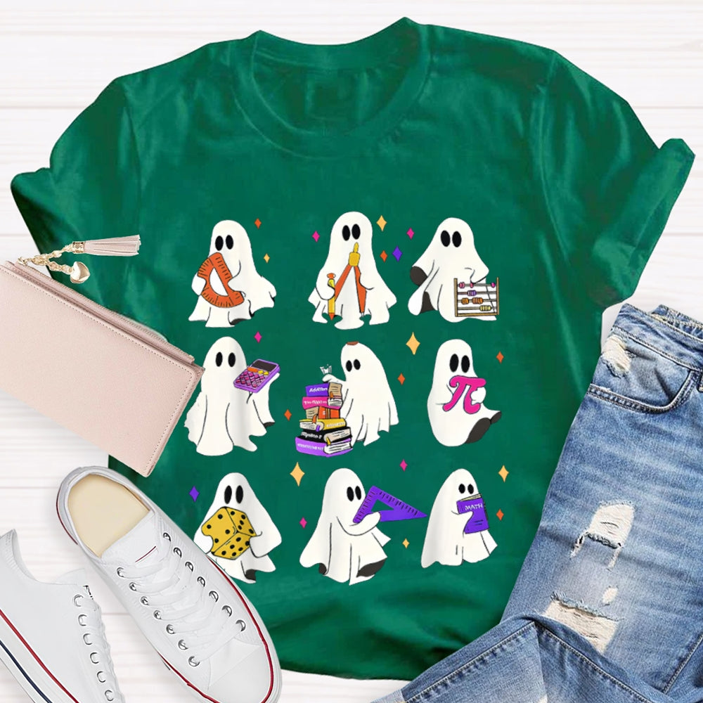 Nine Little Ghosts Holding School Supplies Halloween T-shirt