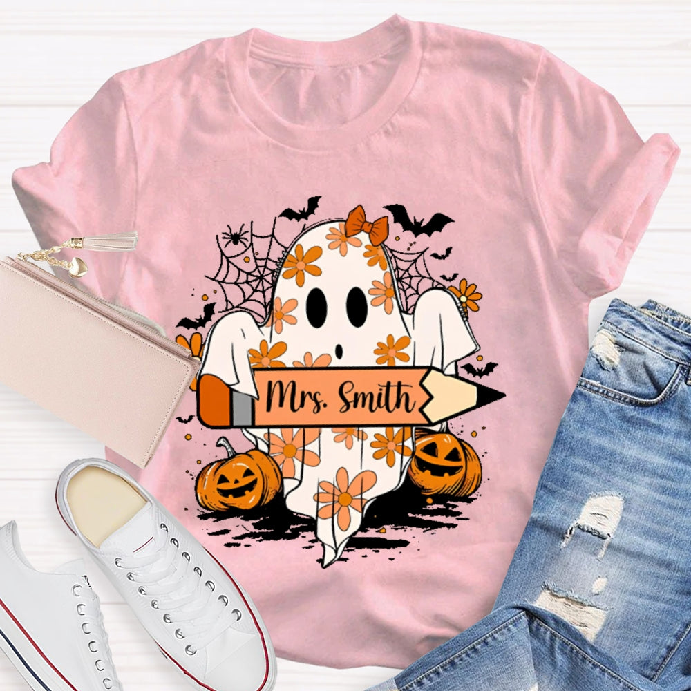 Personalized Name Spooky Pumpkin Halloween T-shirt