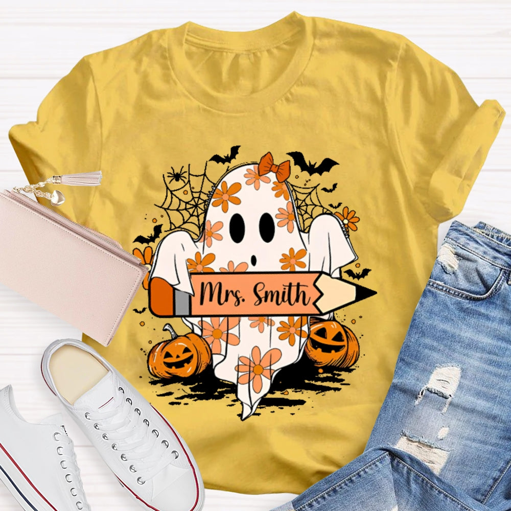 Personalized Name Spooky Pumpkin Halloween T-shirt