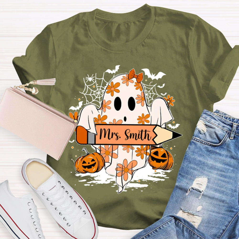 Personalized Name Spooky Pumpkin Halloween T-shirt