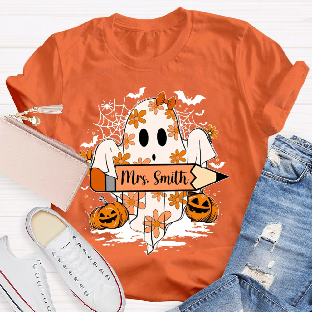 Personalized Name Spooky Pumpkin Halloween T-shirt