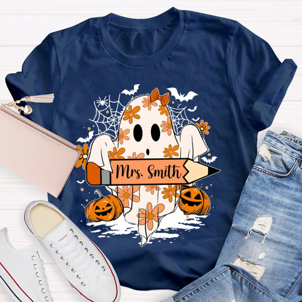 Personalized Name Spooky Pumpkin Halloween T-shirt