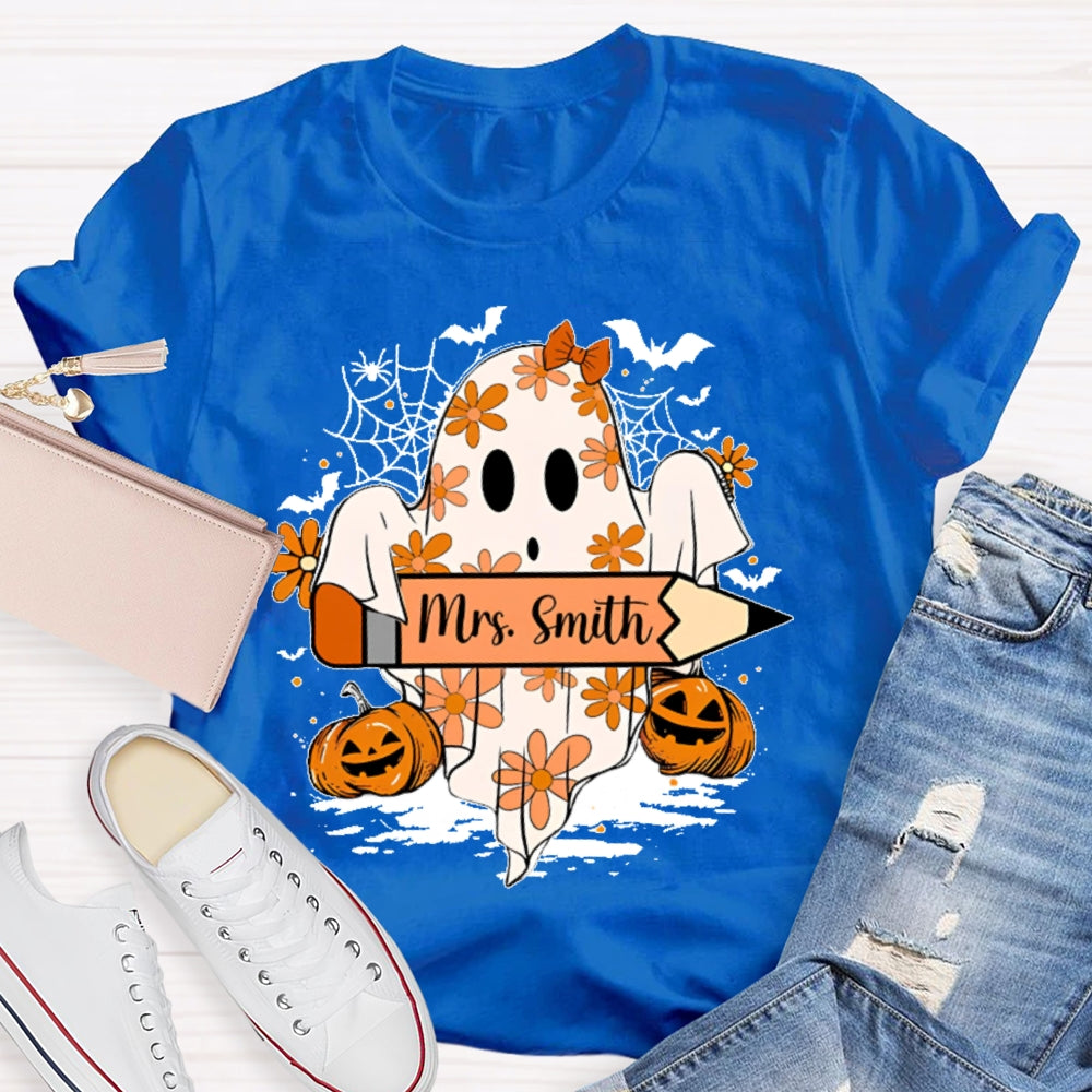 Personalized Name Spooky Pumpkin Halloween T-shirt