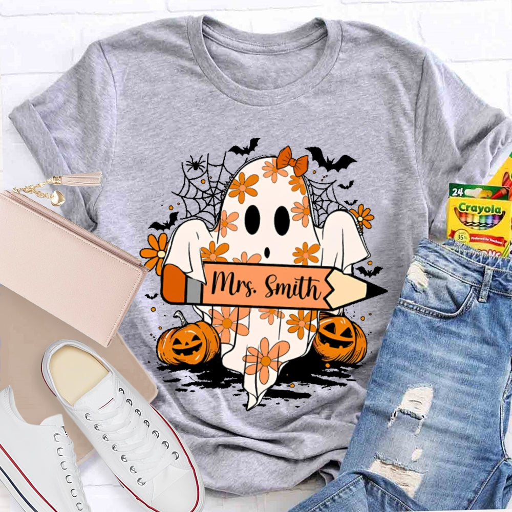 Personalized Name Spooky Pumpkin Halloween T-shirt