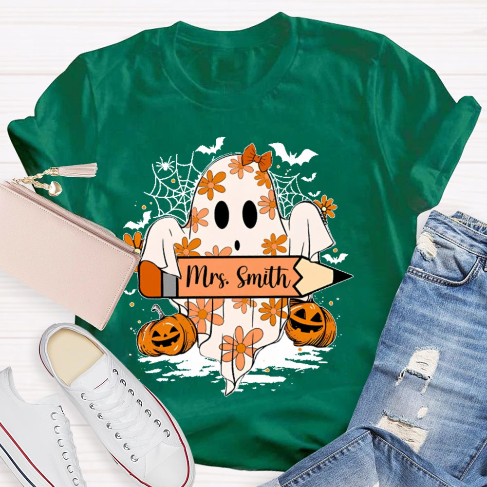 Personalized Name Spooky Pumpkin Halloween T-shirt