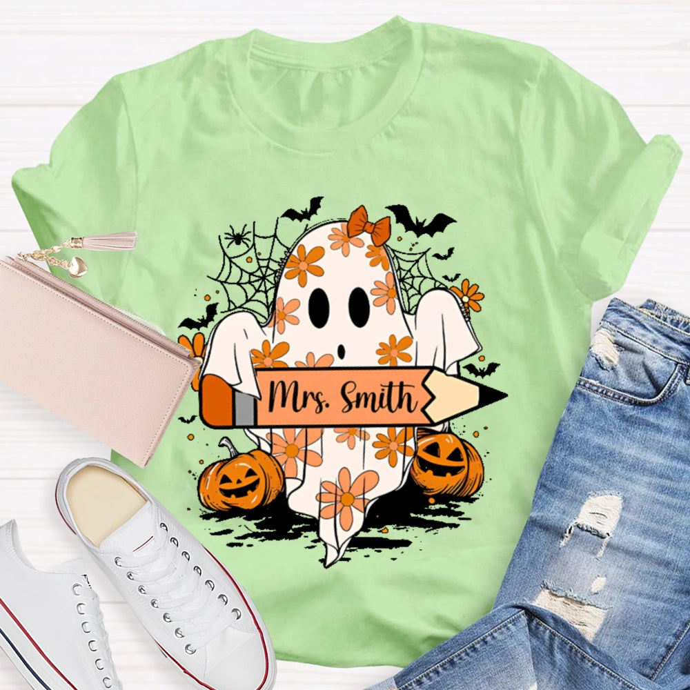 Personalized Name Spooky Pumpkin Halloween T-shirt