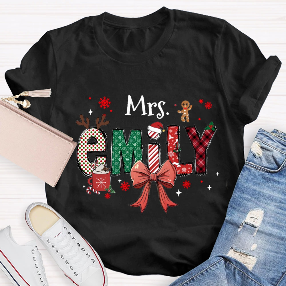 Personalized Name Christmas Element Design Letters T-Shirt