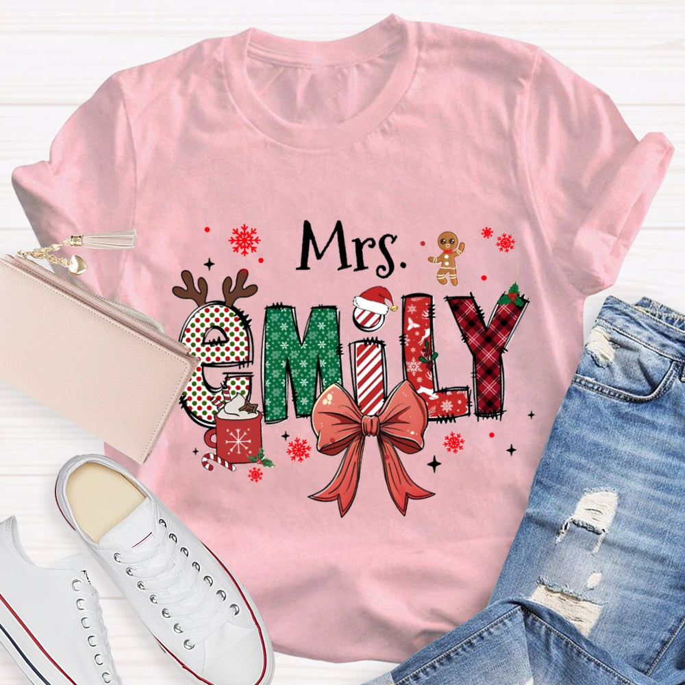 Personalized Name Christmas Element Design Letters T-Shirt