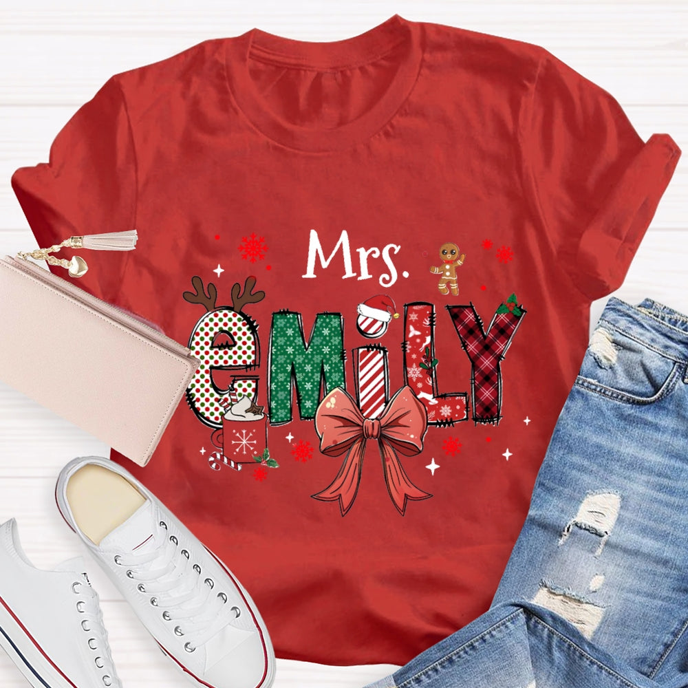 Personalized Name Christmas Element Design Letters T-Shirt