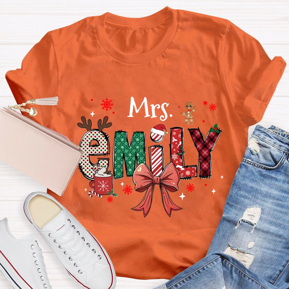 Personalized Name Christmas Element Design Letters T-Shirt
