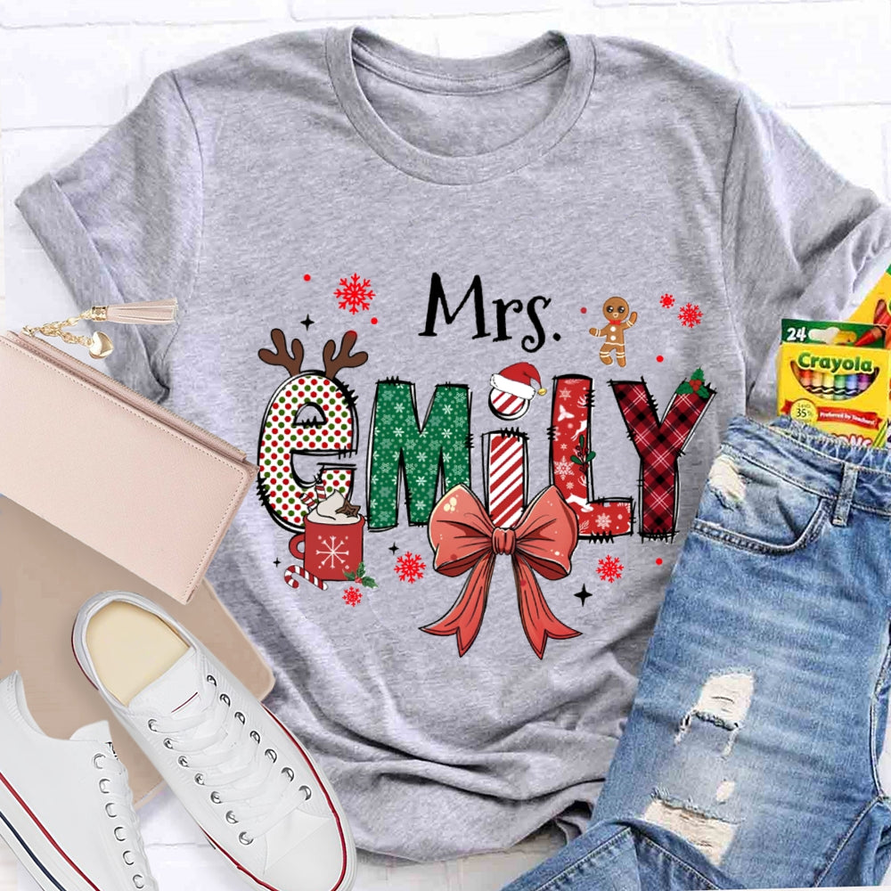Personalized Name Christmas Element Design Letters T-Shirt