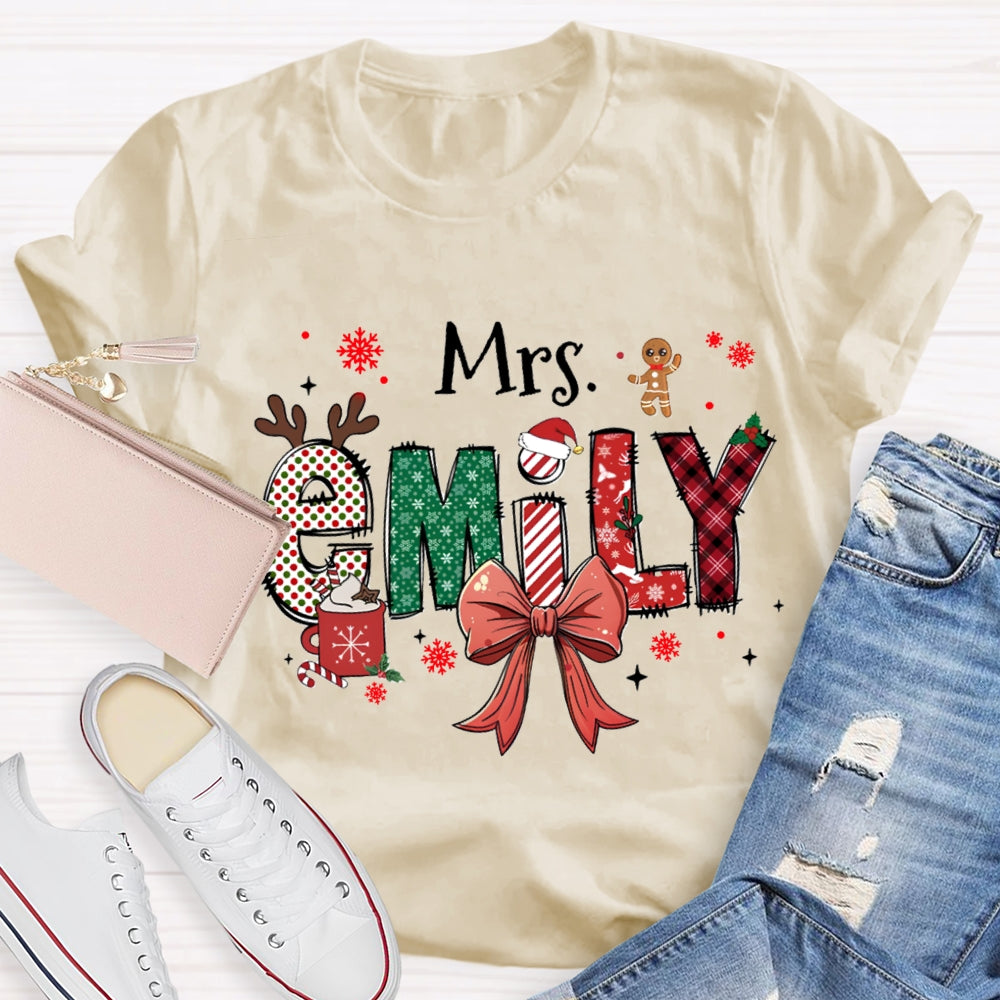 Personalized Name Christmas Element Design Letters T-Shirt