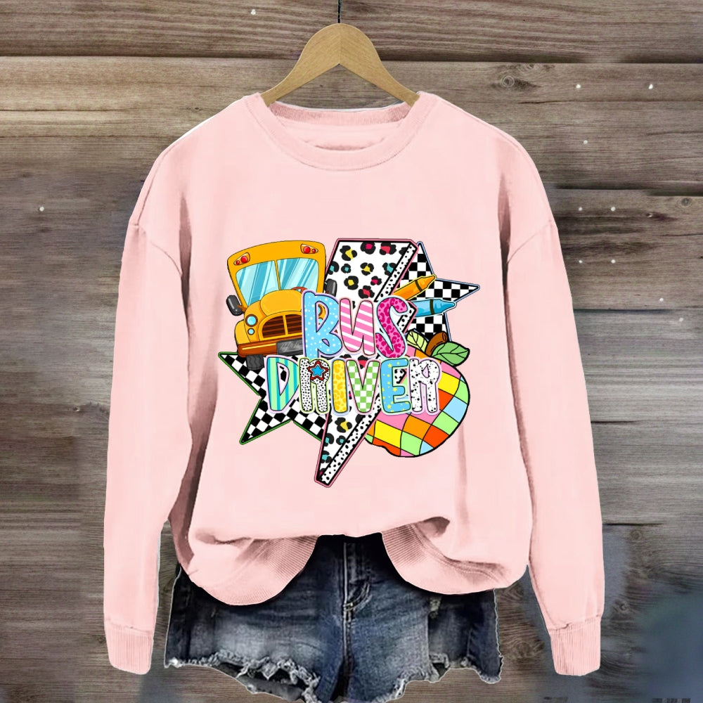 Bus Driver Lightning Leopard Print sweatshirt
