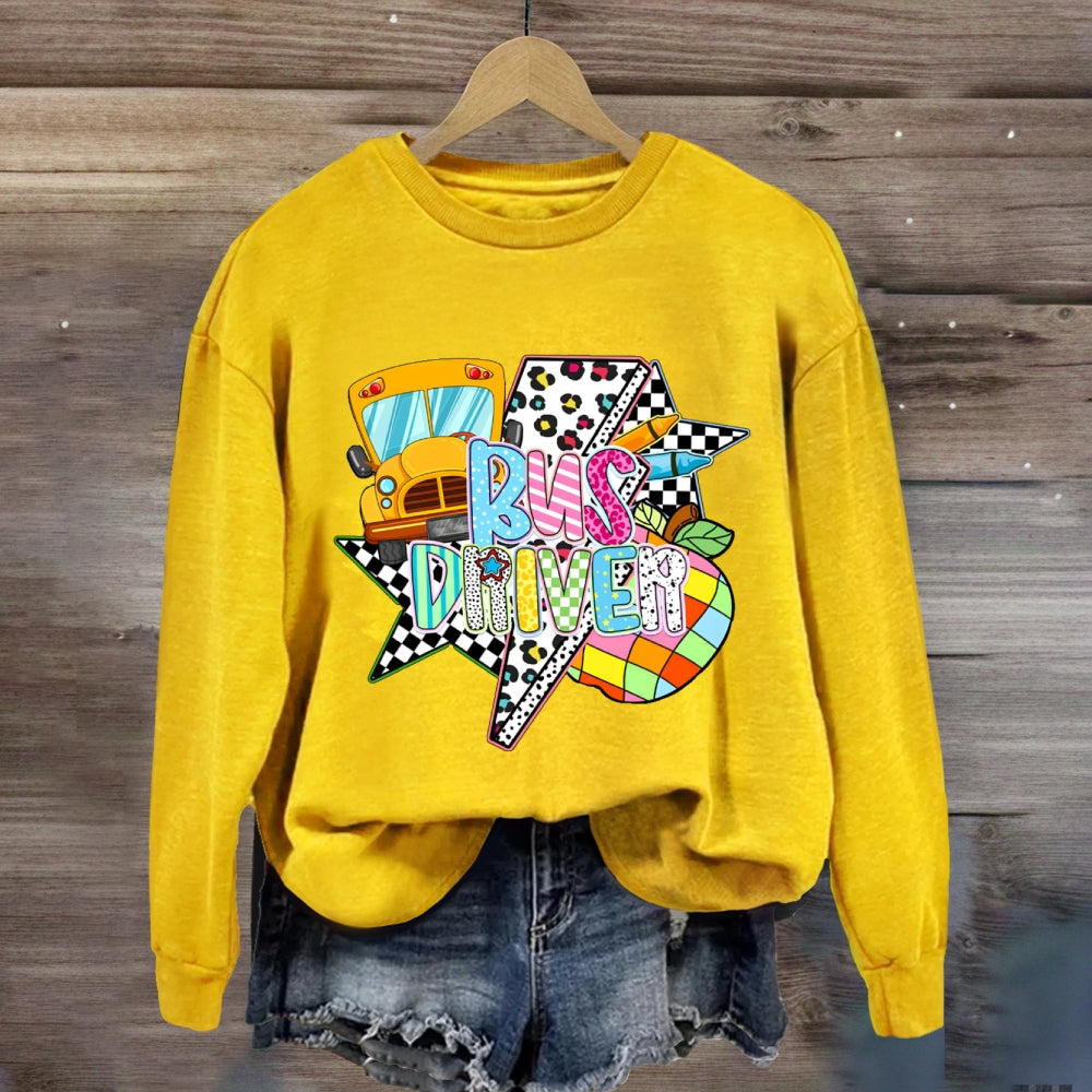 Bus Driver Lightning Leopard Print sweatshirt