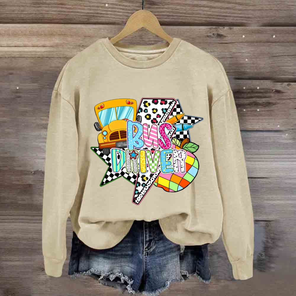 Bus Driver Lightning Leopard Print sweatshirt