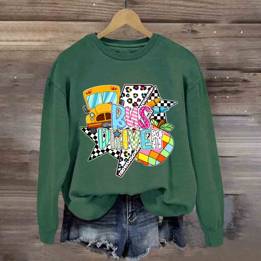 Bus Driver Lightning Leopard Print sweatshirt
