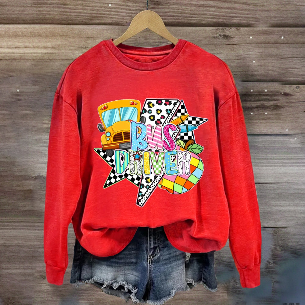 Bus Driver Lightning Leopard Print sweatshirt