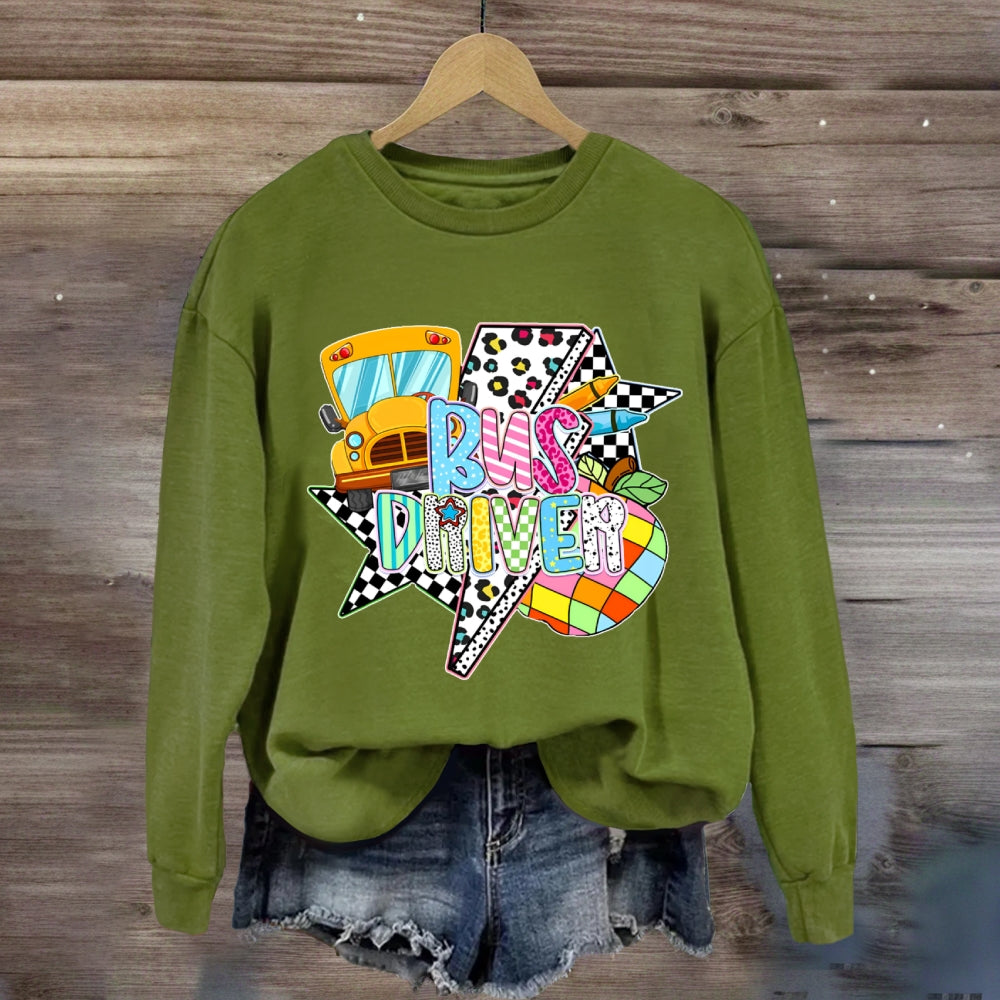 Bus Driver Lightning Leopard Print sweatshirt