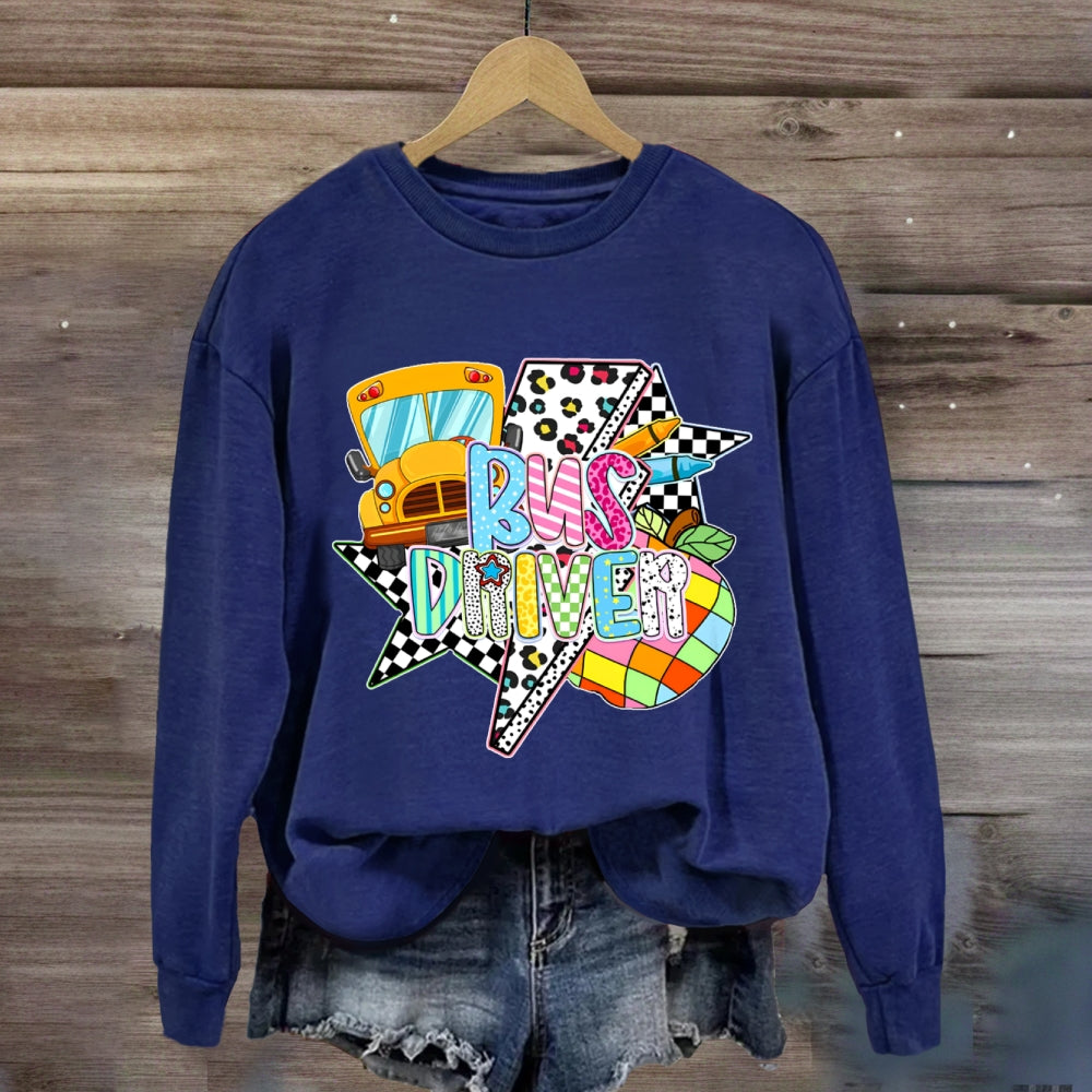 Bus Driver Lightning Leopard Print sweatshirt