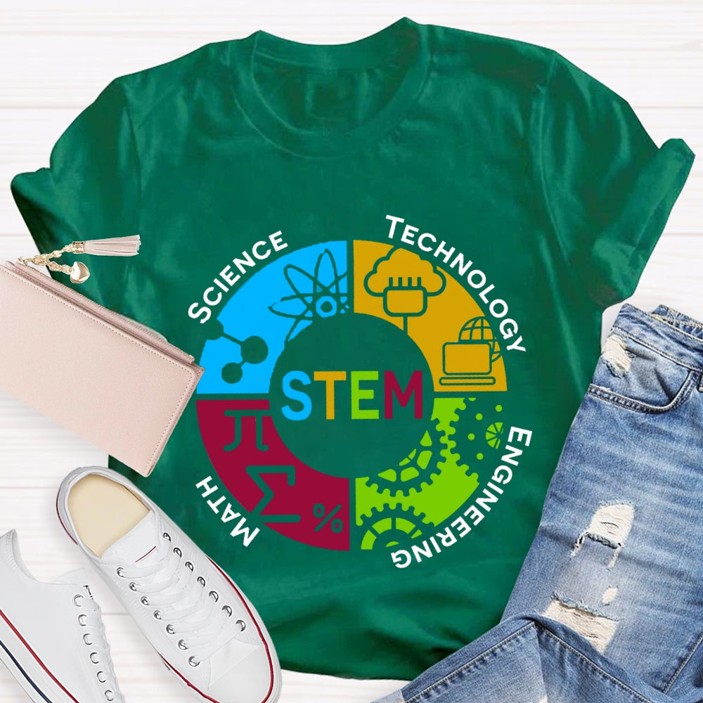 STEM Teacher Color Subject Components T-Shirt
