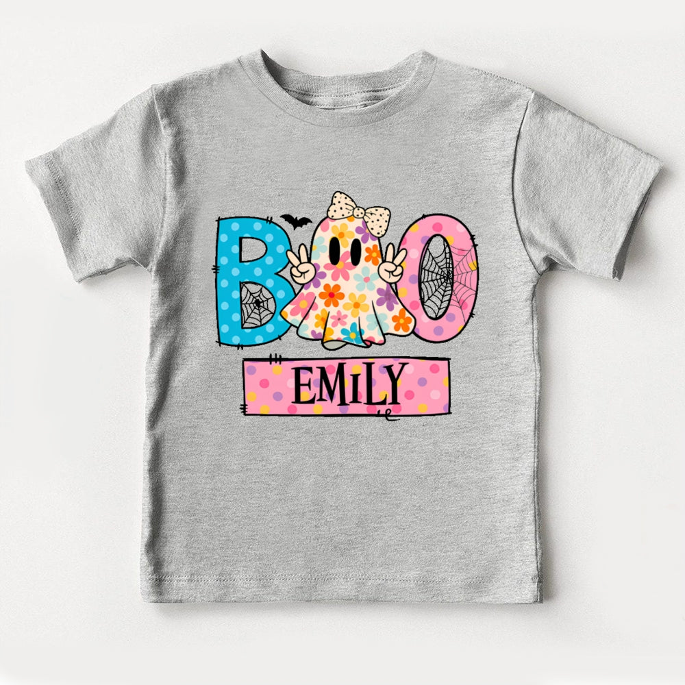 Personalized Name Boo Flower Ghost Toddler T-shirts