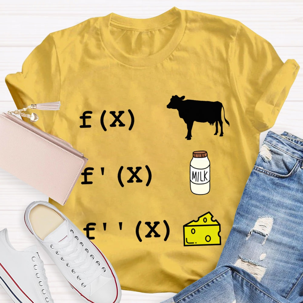 Cow Milk Cheese Formula Funny Math Teacher T-shirt