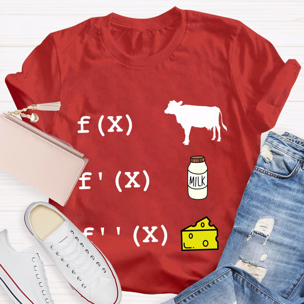 Cow Milk Cheese Formula Funny Math Teacher T-shirt