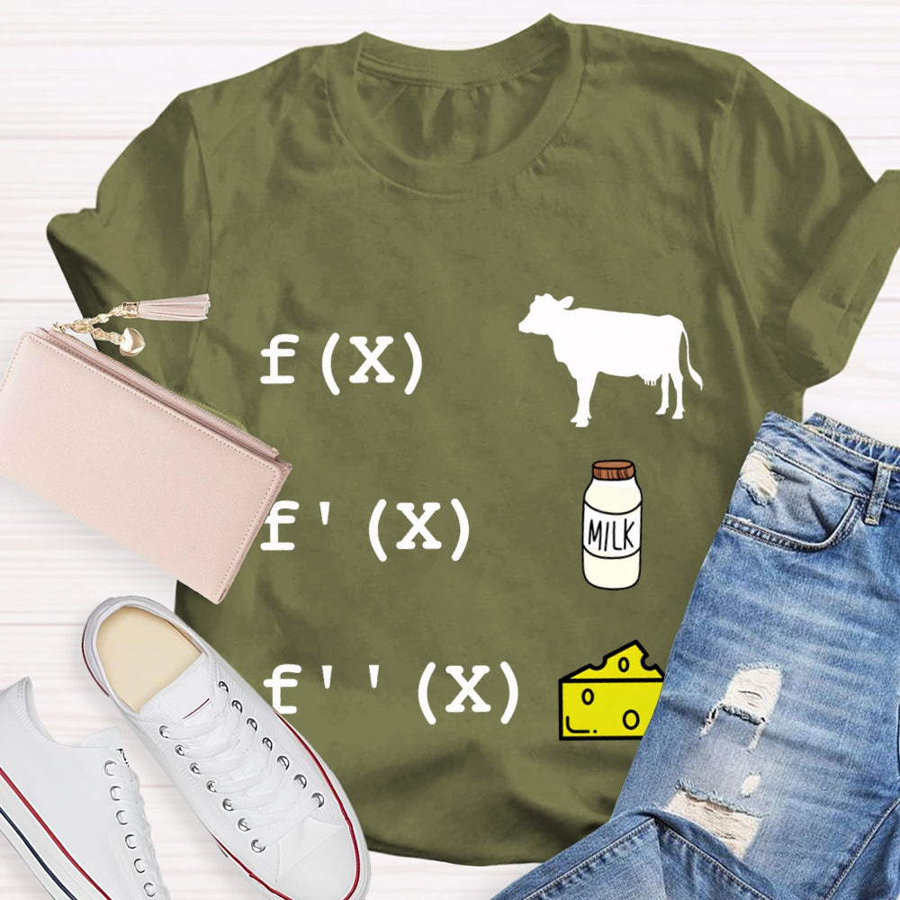 Cow Milk Cheese Formula Funny Math Teacher T-shirt