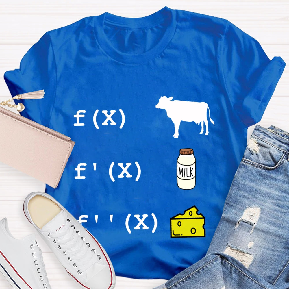 Cow Milk Cheese Formula Funny Math Teacher T-shirt