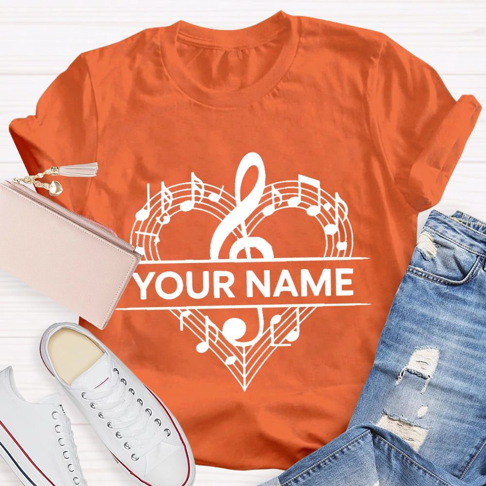Personalized Name Love Music With Heart T-Shirt