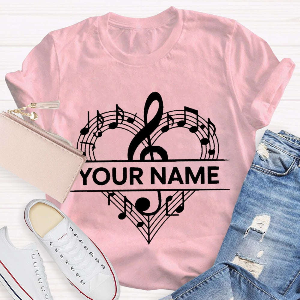 Personalized Name Love Music With Heart T-Shirt