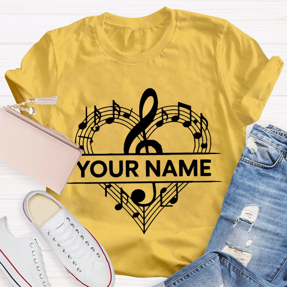 Personalized Name Love Music With Heart T-Shirt