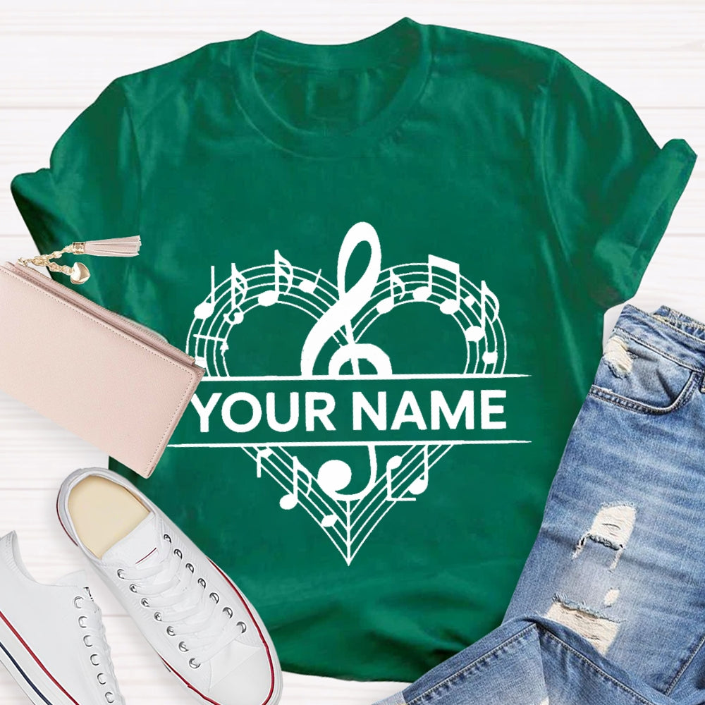 Personalized Name Love Music With Heart T-Shirt